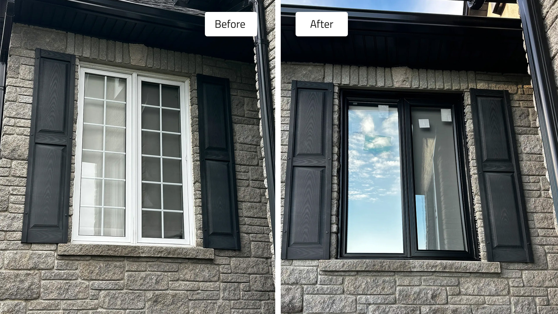 Casement Window before and after replacement