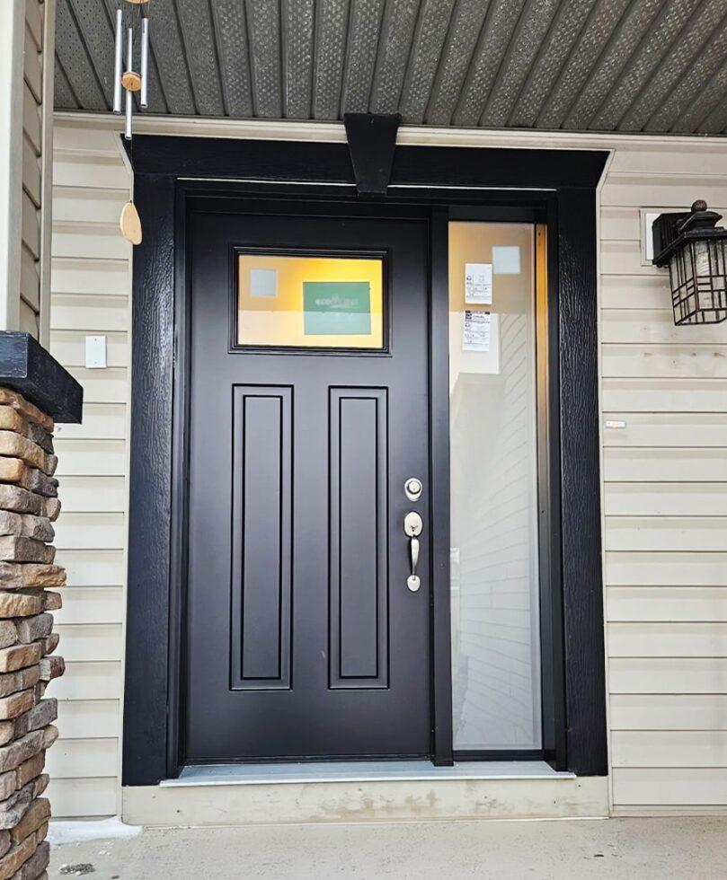 Black entry doors with sidelight