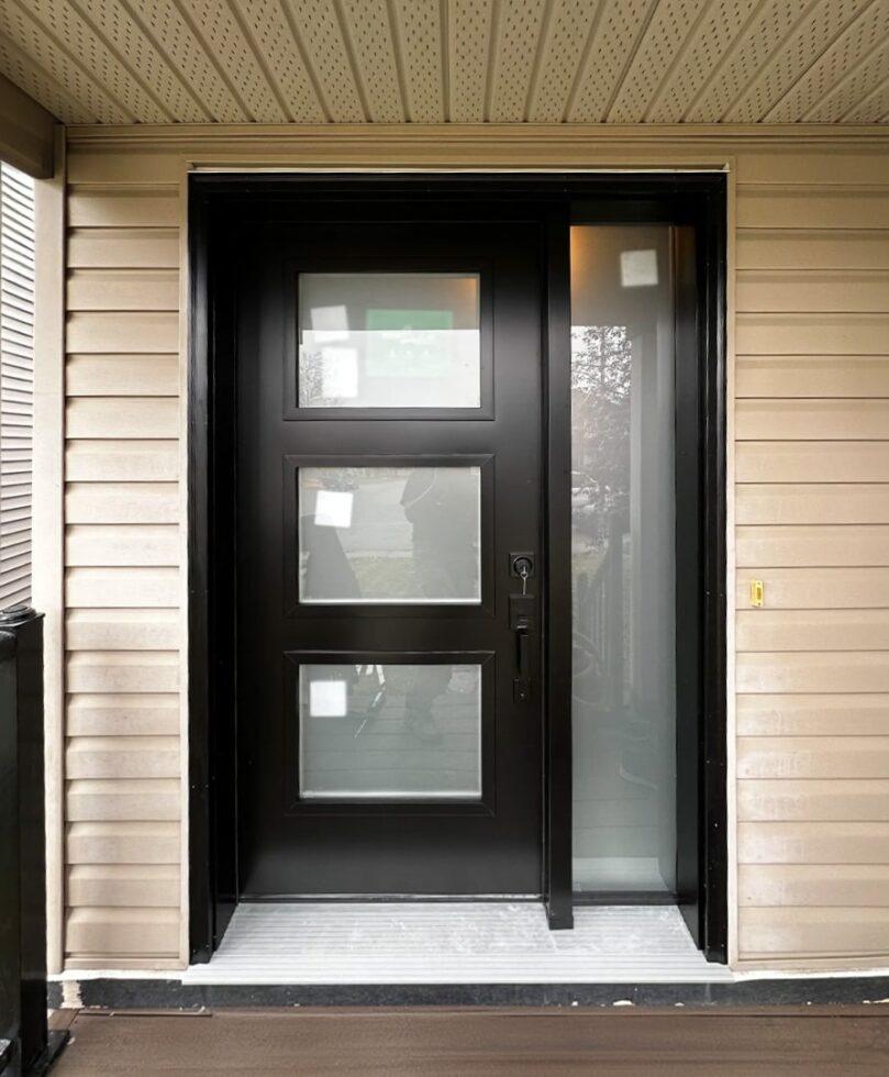 Black entry doors – outside view